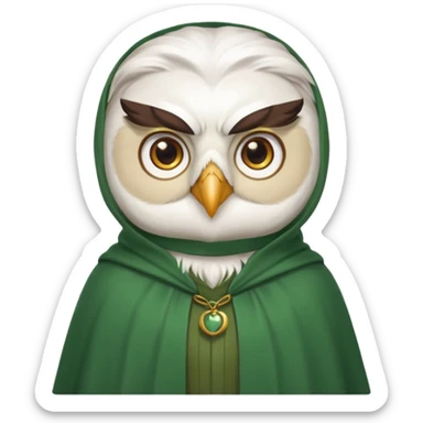 white owl professor in green cloak  sticker