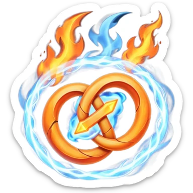 An abstract mystical fire symbol made of intertwining smoke, flame, and lightning, rune-like design, gothic realistic style, soft neutral background, emoji-style icon, clean edges. sticker