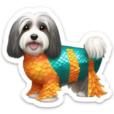 Havanese in a fish costume  sticker