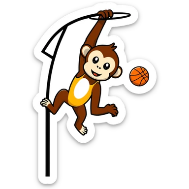 A monkey dunking a basketball into a hoop sticker