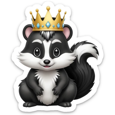 Spunky skunk wearing a princess crown sticker