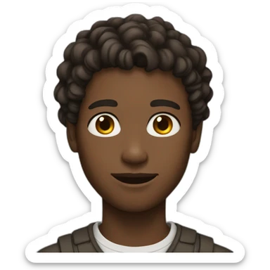 black,young man with a short wavy hair brown sticker