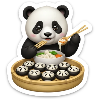 Panda eating momos sticker