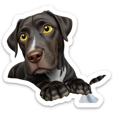 yellow-eyed animal on bed sticker