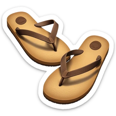 brown beach flip flops with thong straps sticker