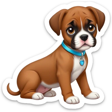 a flashy bridle boxer puppy sticker