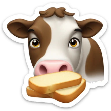  a pretty beautiful brunnete fat cow munching buttered bread sticker