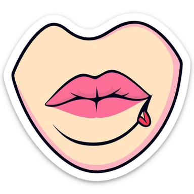 Pink kiss lips smacking sticker