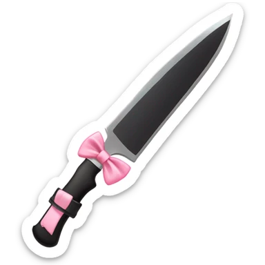 Black knife with cute light pink bow on handle cute sticker