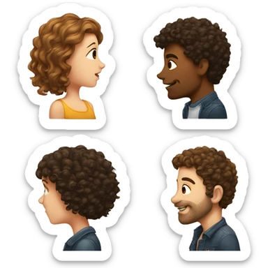 Girl With Curly Brown Hair Kiss a Man with Short Brown hair  sticker