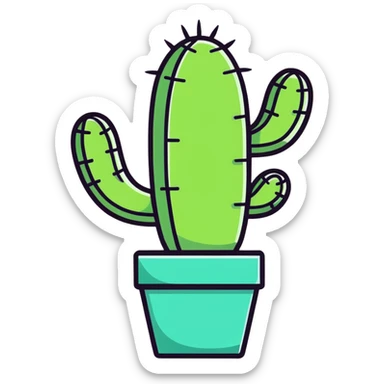 Happy sparkle Cactus in a pot  sticker