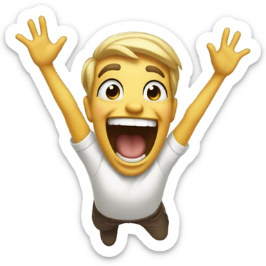 excited face with excited feet and hands sticker