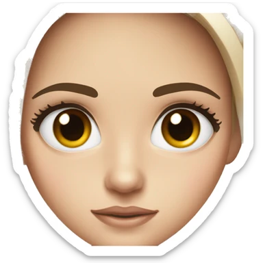 White girl down turned brown eyes black eyebrows sticker