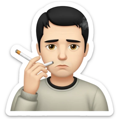 хакиев стоит грустный с сигой во рту черные волосы sticker