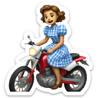 Dorothy from the wizard of oz riding a dirtbike sticker