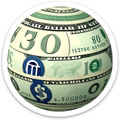 Snow ball with dollar bills  sticker