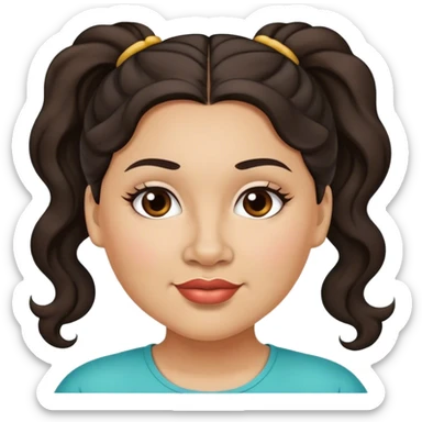  plus size light skin latino women with wavy dark hair in pony tail flat wide nose  sticker