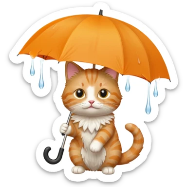 cat holding an umbrella sticker