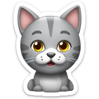 Gato gris tierno con globo  sticker