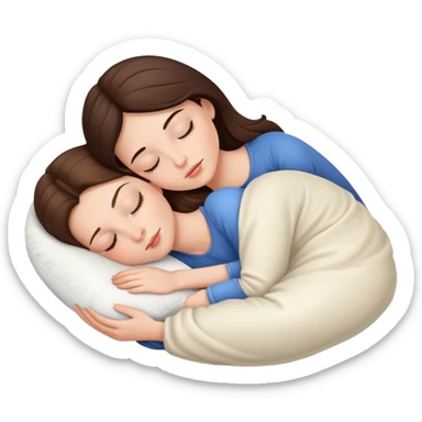 White girl brunette sleeping with a pillow sticker