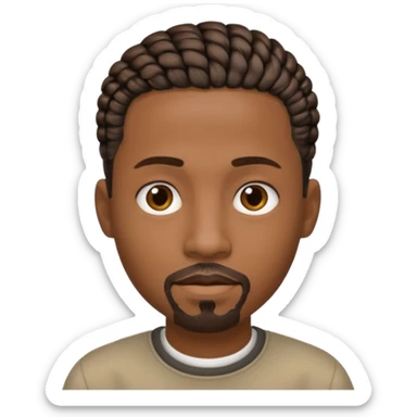 Hazme un emoji de un hombre negro con trenzas cortas (pero no mucho) y una pequeña perilla sin bigote sticker