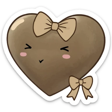 Corazón marrón con moño beige sticker