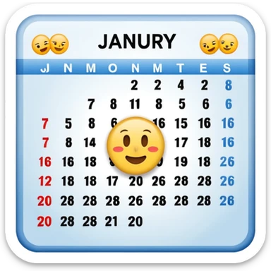 January calendar flat emojy style just writte Jan 2026. More flat style Just JAN 2026 should be on it. No need for days , shoujdbe JAn 2026 written in the middele of the icon sticker