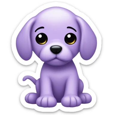 cute chibi all light purple stuffed puppy toy with floppy ears and black dot eyes and a nose made of thread sticker
