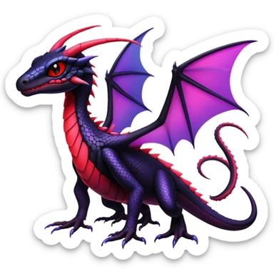 Colorful Neon Black and red and purple Gothic Edgy Tropical Flygon-Aurorus-Salandit-Salazzle-Amaura-Hybrid-Creature sticker