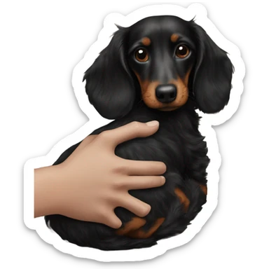 Dachshund cuddling black fluffy dog sticker