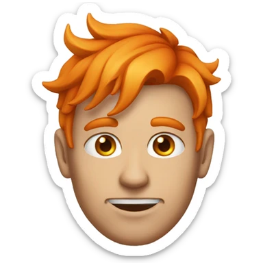 orange hair, man with one devil horn, scar accross left eye sticker