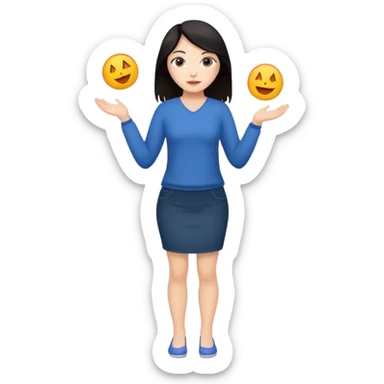 white woman dark hair full body eight views. Make it transparent background. sticker