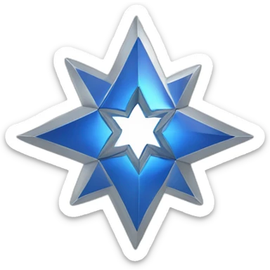 blue and silver 3d jewish star  sticker