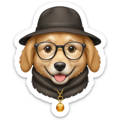hatted dog with glasses  sticker
