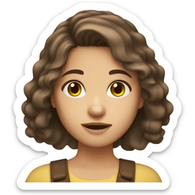 girl, brown hair, dark brown eyes,  sticker