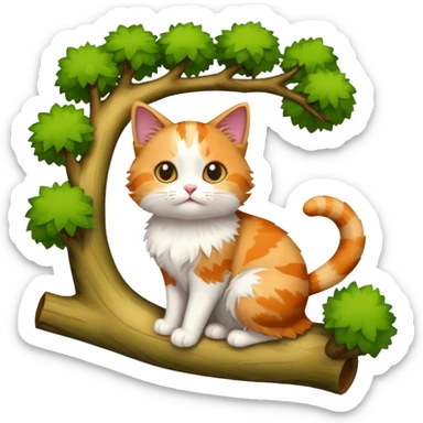 cat among the trees sticker