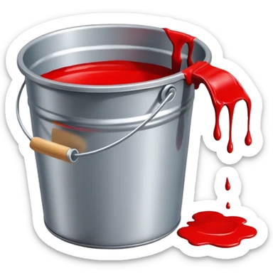 paint bucket, only bucket, spilled paint, red color,with out brush sticker