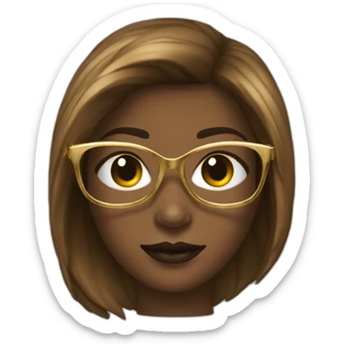 femme chatain foncé a lunettes en metal doré sticker