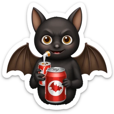black bat drinkig soda sticker