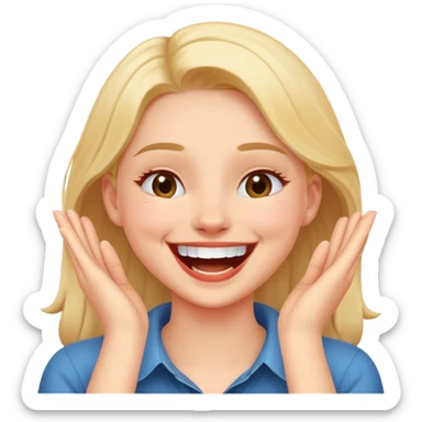 girl with her hands around her neck laughing  sticker