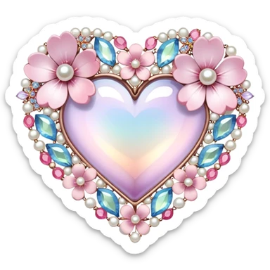 Sakura flower heart Cœur pastel suncatchers gemstones beads pearls crystals sticker
