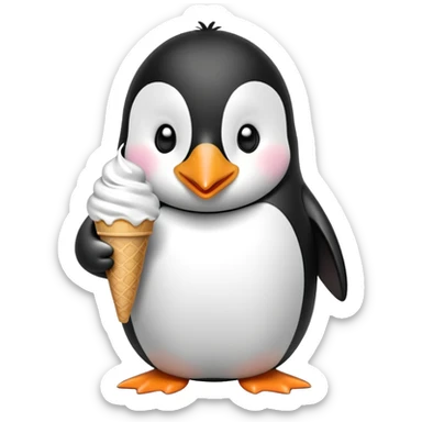 penguin eating ice cream sticker
