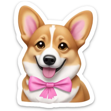 american corgi with pink bow collar sticker