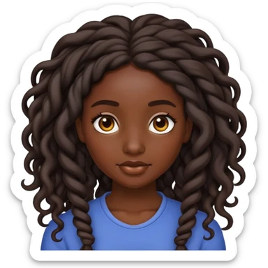 Dark skin girl with long twist with curls coming out sticker
