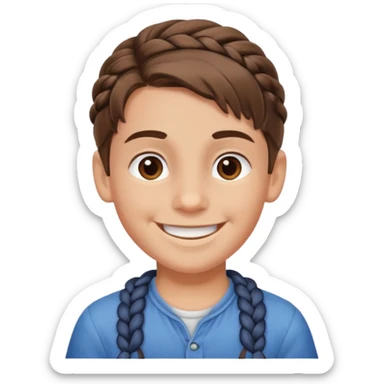 happy boy with braided hair sticker