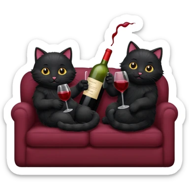 black cats On A Couch With Wine sticker