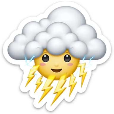 cute Thunderstorm Cloud, eyes, yellow lightning bolt gray sticker