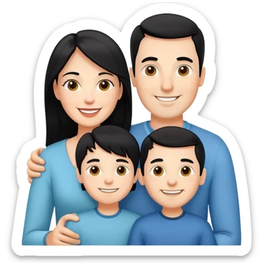 happy white family with husband with black hair, wife and one son smiling together sticker