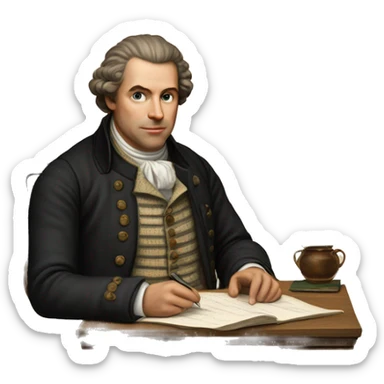 white man writer on table 18 century sticker