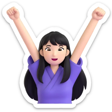 East Asian woman with long black straight hair and bangs cheering for Doosan Bears baseball team sticker